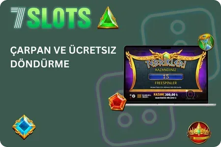 7Slots Gates of Olympus’ta çarpan ve ücretsiz döndürme kullanımı